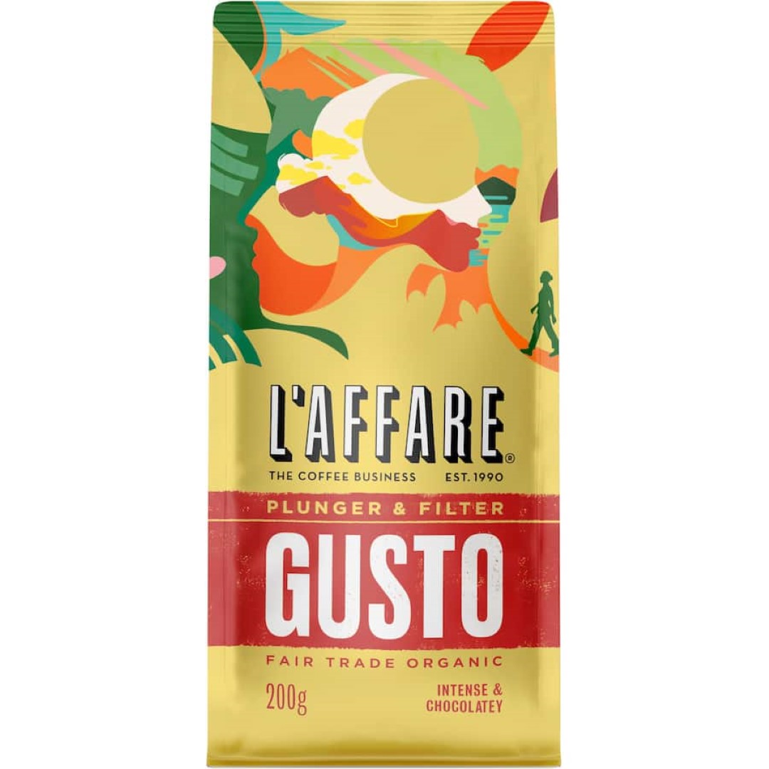 L'affare Plunger & Filter Grind Gusto Fairtrade Organic 200g