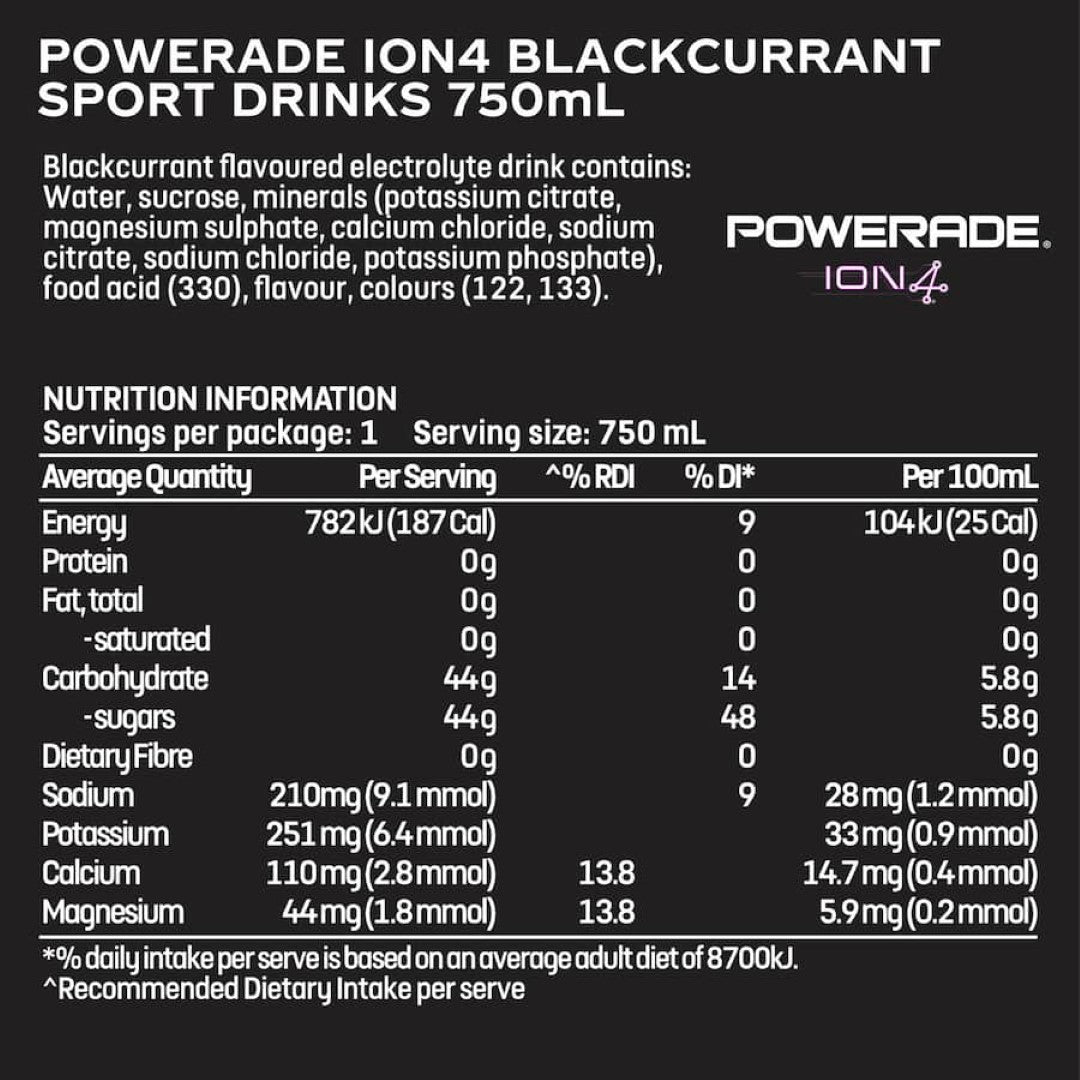 Powerade Sports Drink Blackcurrant 750mL