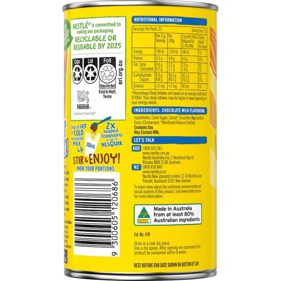 Nestle Nesquik Instant Drink Chocolate Tin 250g