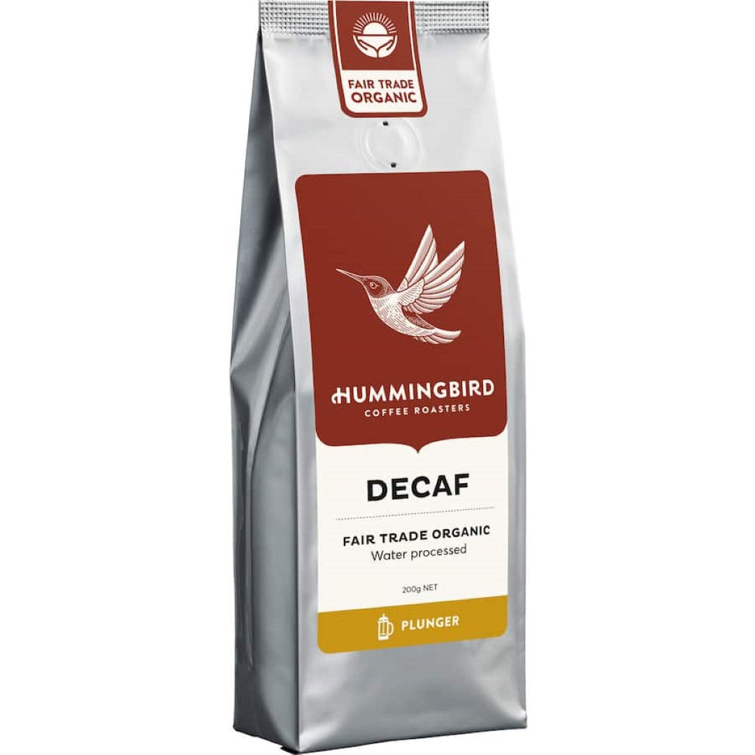 Hummingbird Coffee Plunger Decaf Organic Fair Trade 200g