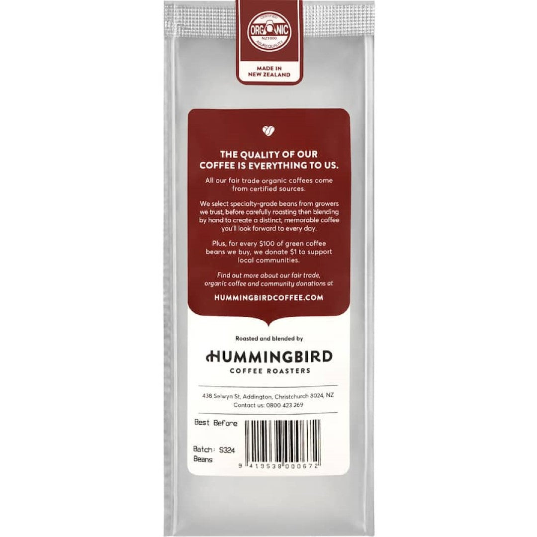 Hummingbird Coffee Beans Decaf Organic Fair Trade 200g