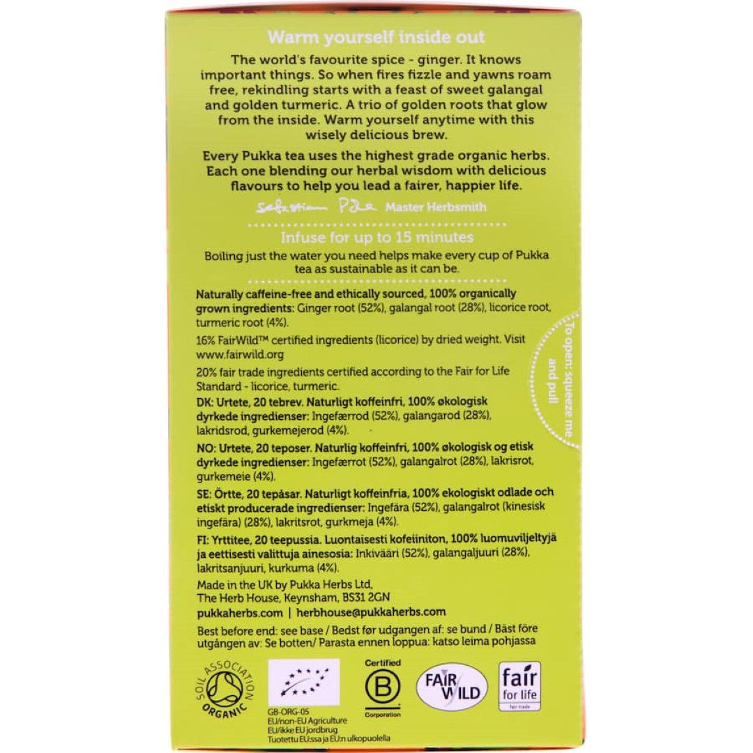 Pukka Herbal Tea Three Ginger Sachets 20pack