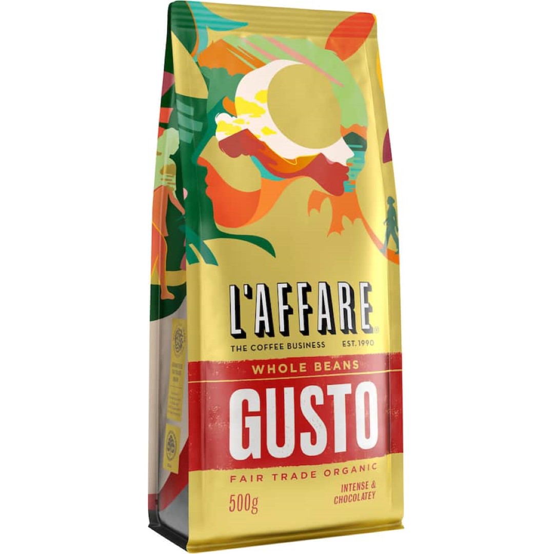L'affare Coffee Beans Gusto Fairtrade Organic 500g
