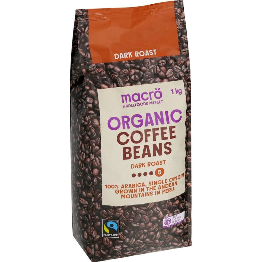 Macro Organic Coffee Beans Dark 1kg