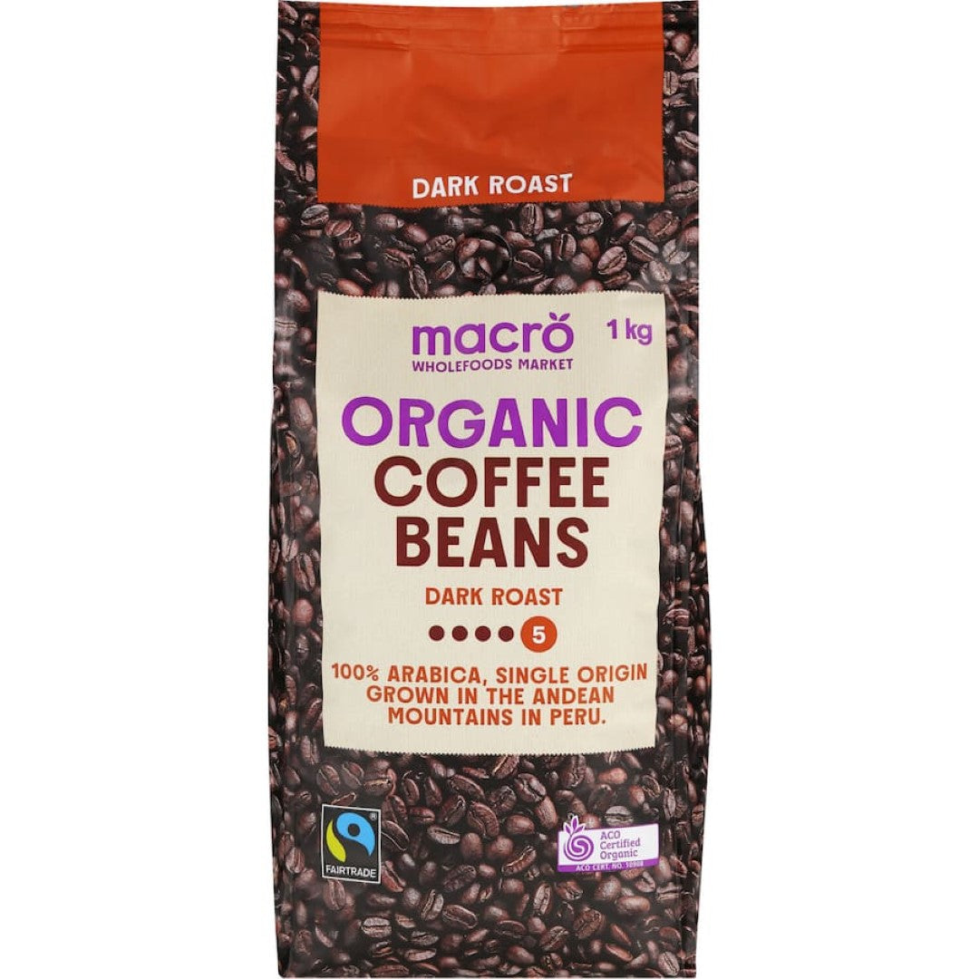 Macro Organic Coffee Beans Dark 1kg