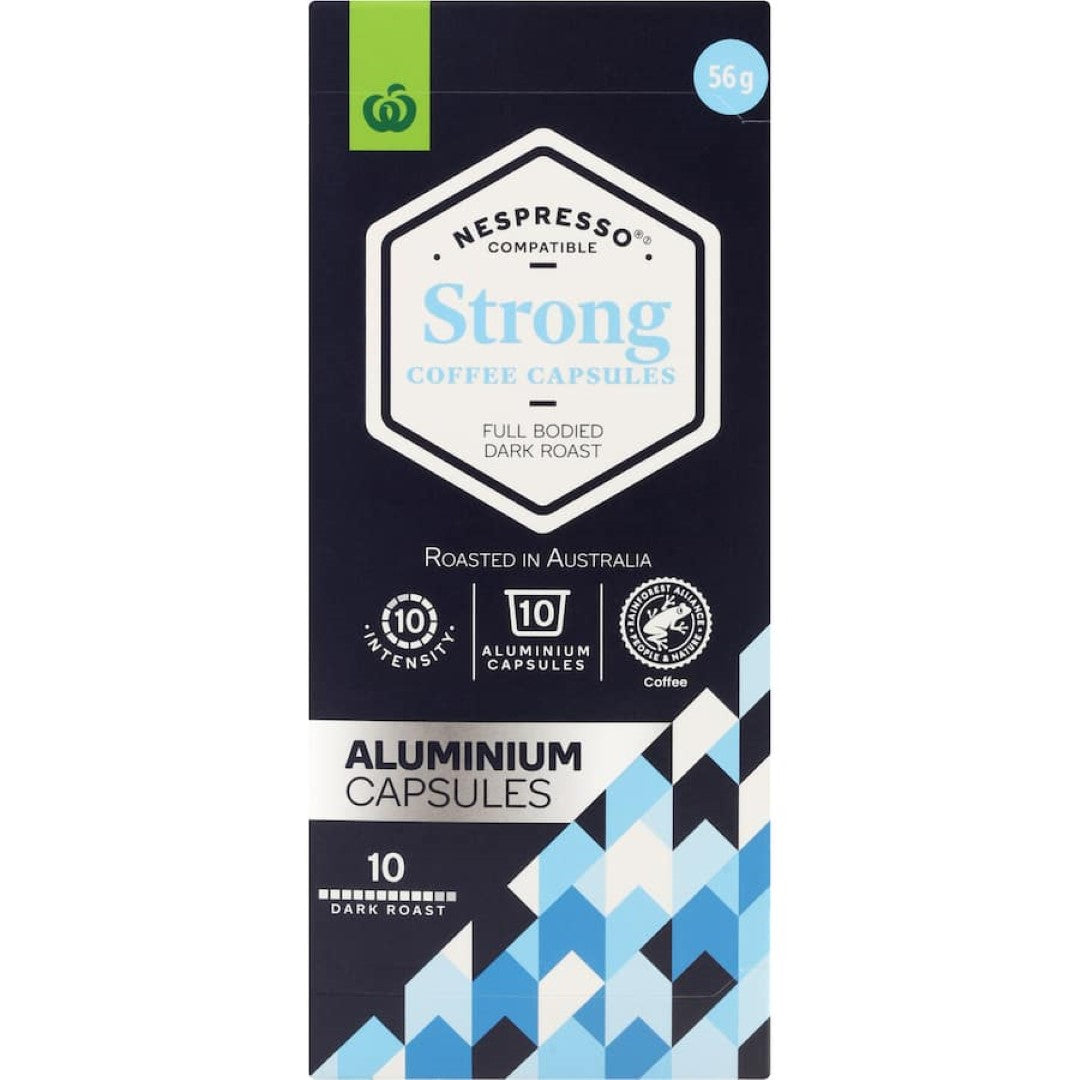 Woolworths Coffee Capsules Nespresso Compat Strong Roast 10pack