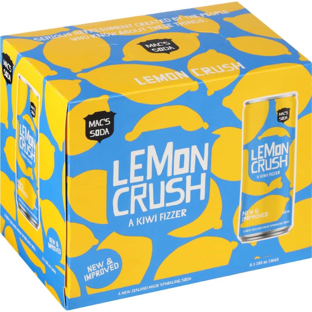Mac's Drink Mixers Lemon Crush 6pk cans 250mL