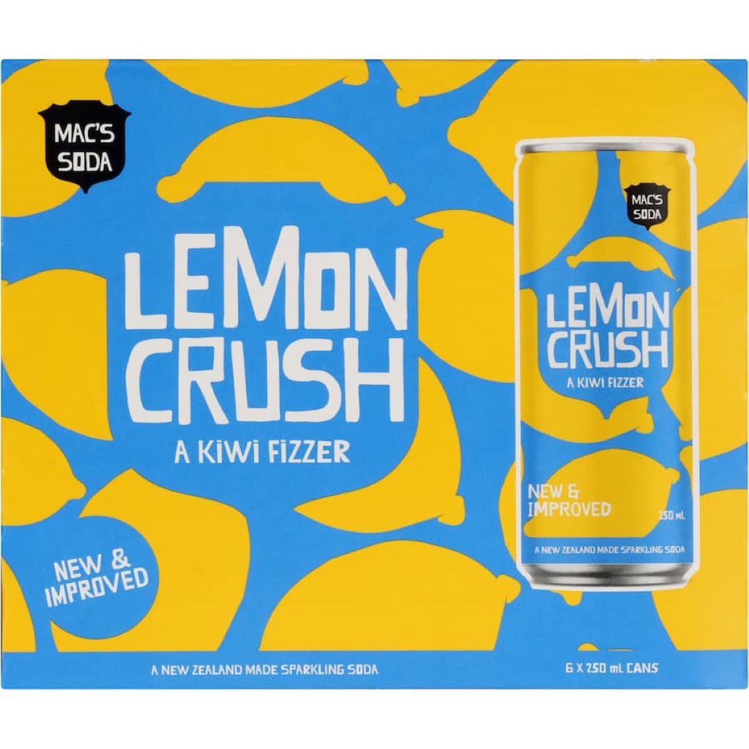 Mac's Drink Mixers Lemon Crush 6pk cans 250mL