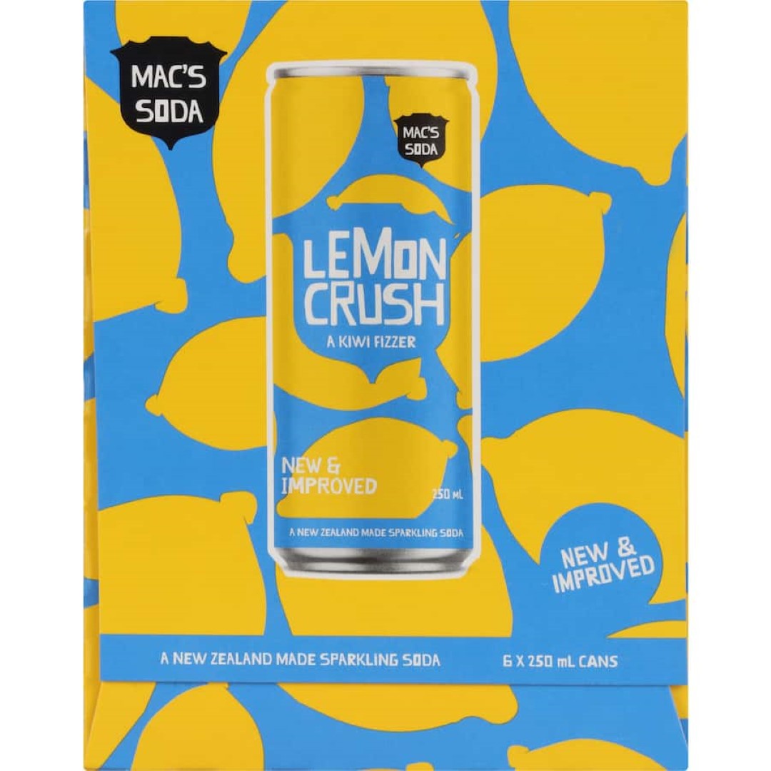 Mac's Drink Mixers Lemon Crush 6pk cans 250mL