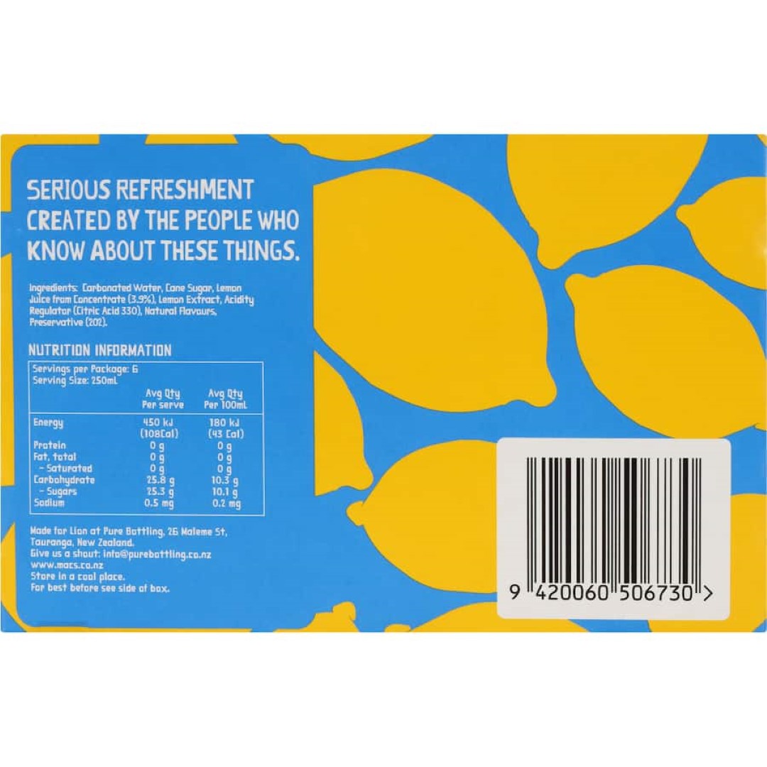 Mac's Drink Mixers Lemon Crush 6pk cans 250mL