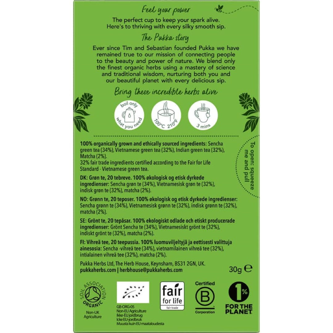 Pukka Green Tea Supreme Matcha Sachets 20pack