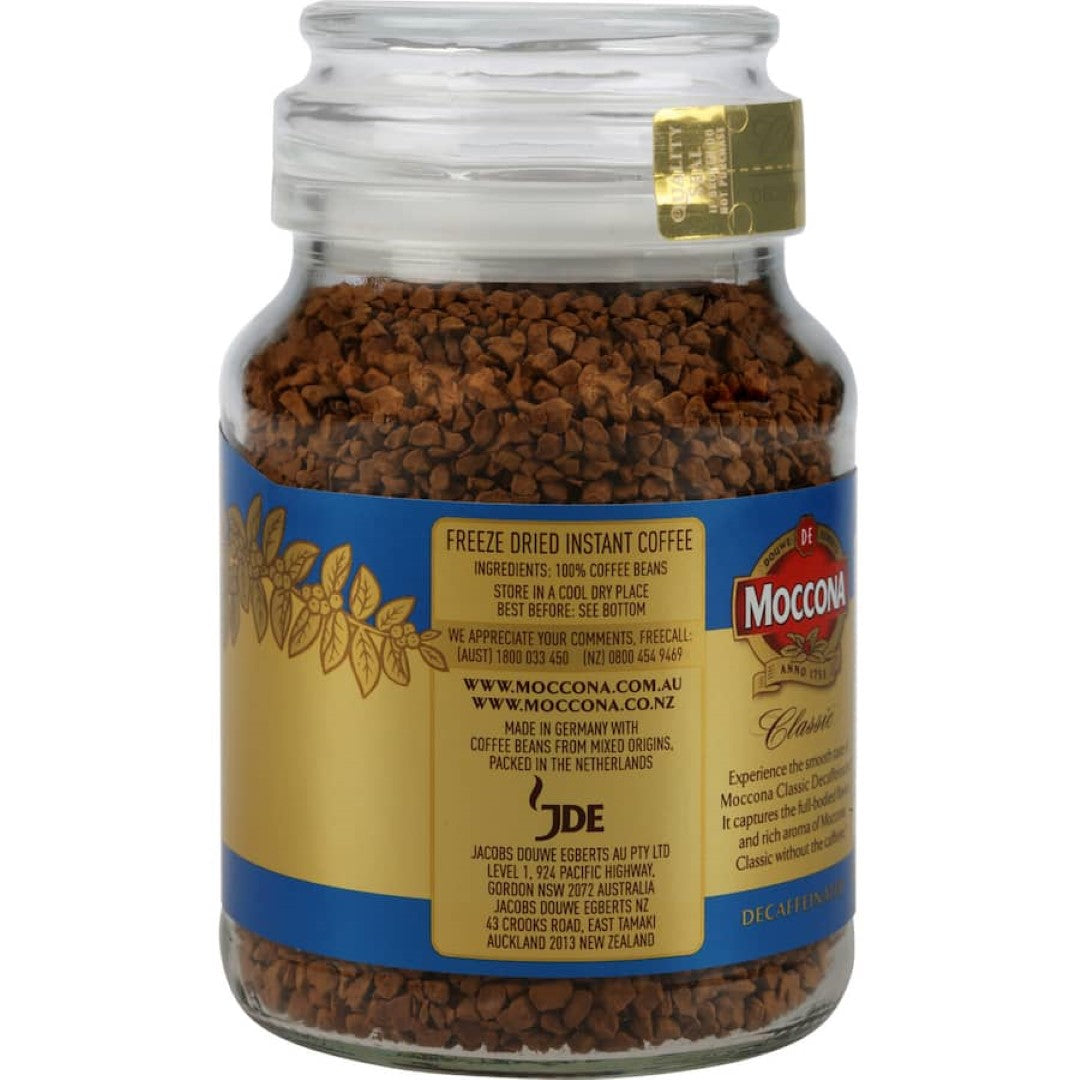 Moccona Instant Coffee Classic Decaffeinated 100g jar