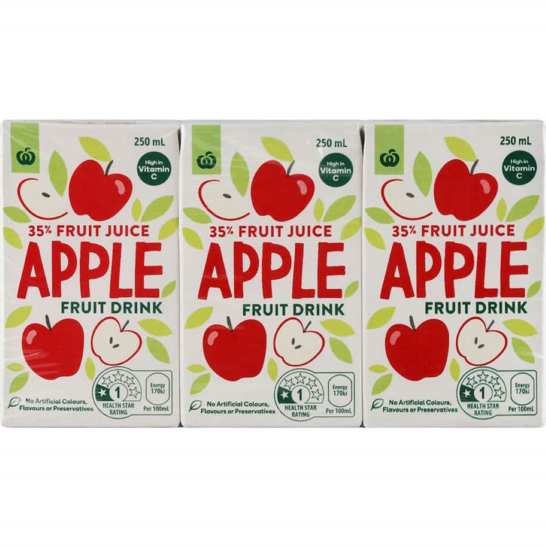 Woolworths Fruit Drink 35% Apple 250ml cartons 6pack