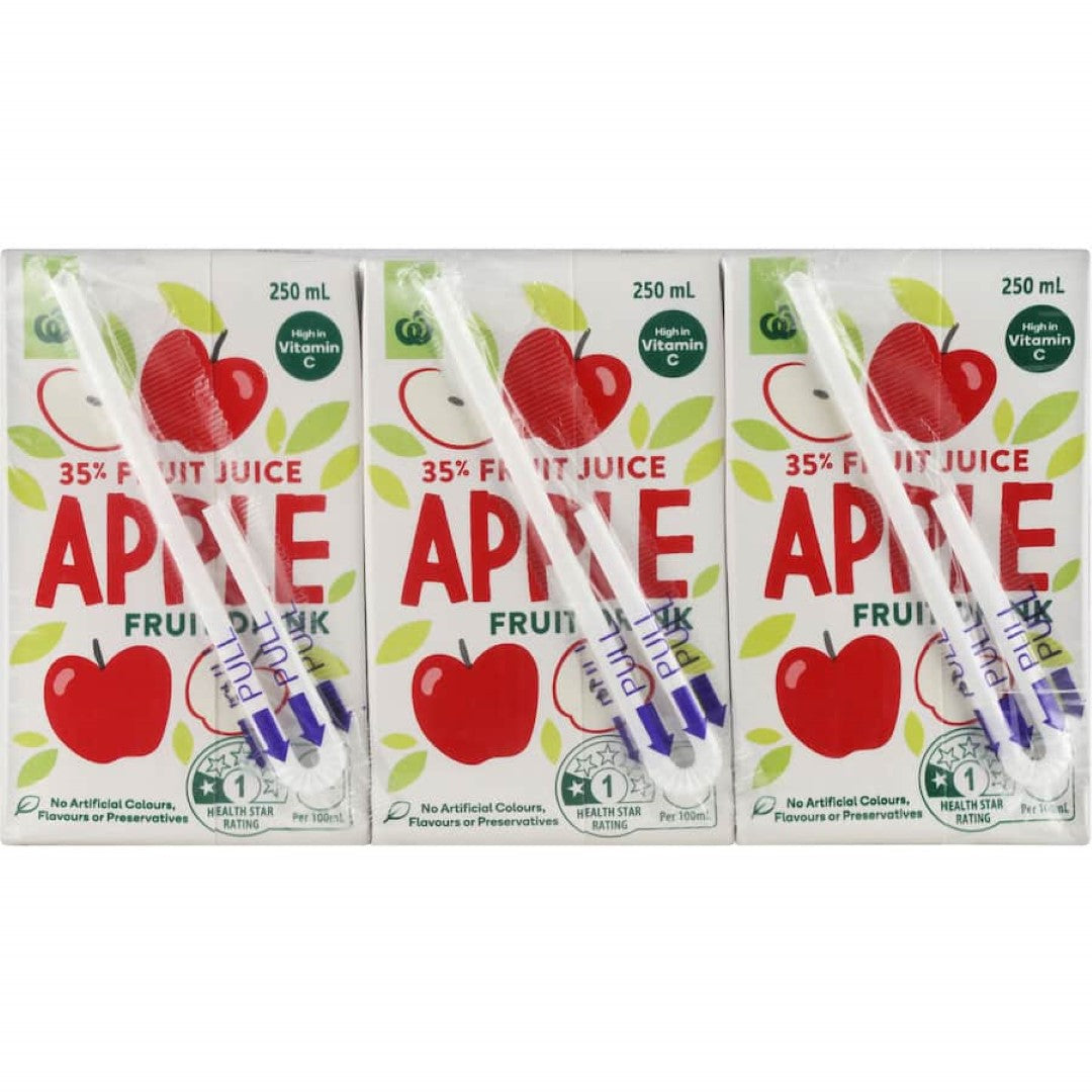 Woolworths Fruit Drink 35% Apple 250ml cartons 6pack