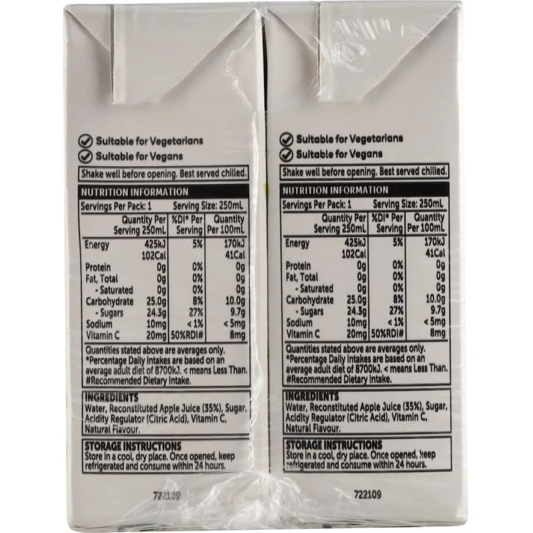 Woolworths Fruit Drink 35% Apple 250ml cartons 6pack