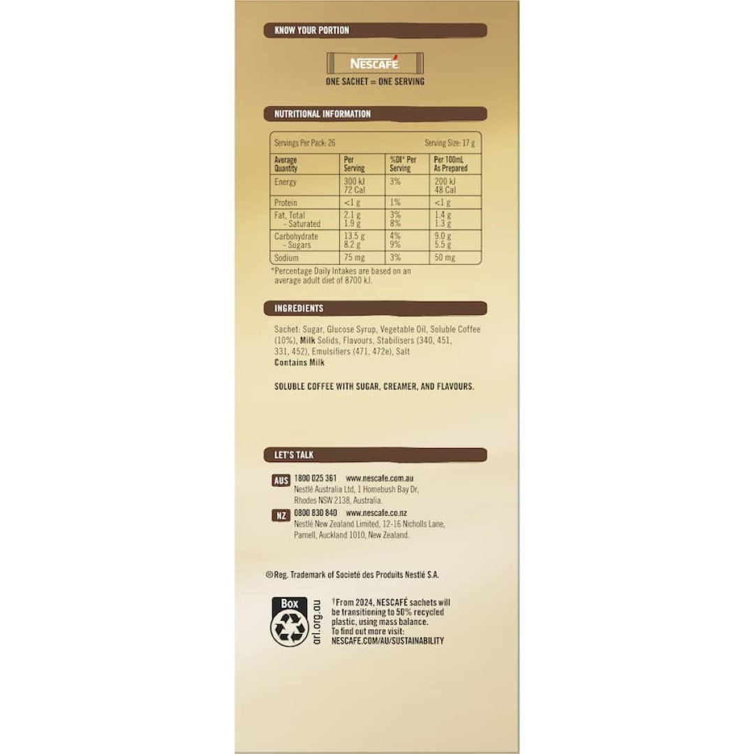 Nescafé Coffee Sachets Caramel Latte 26 pack 442g