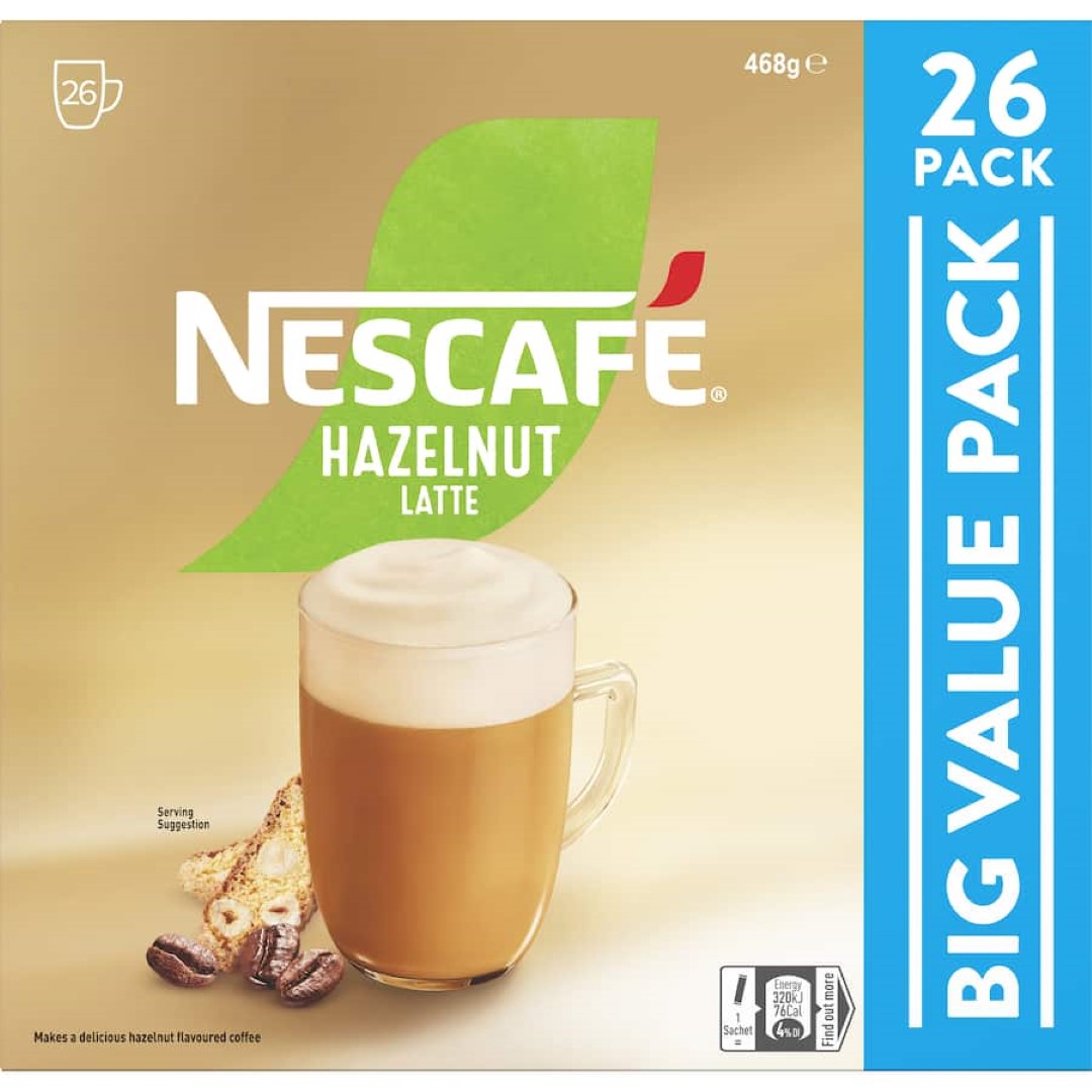 Nescafé Coffee Sachets Hazelnut Latte 26 pack 468g