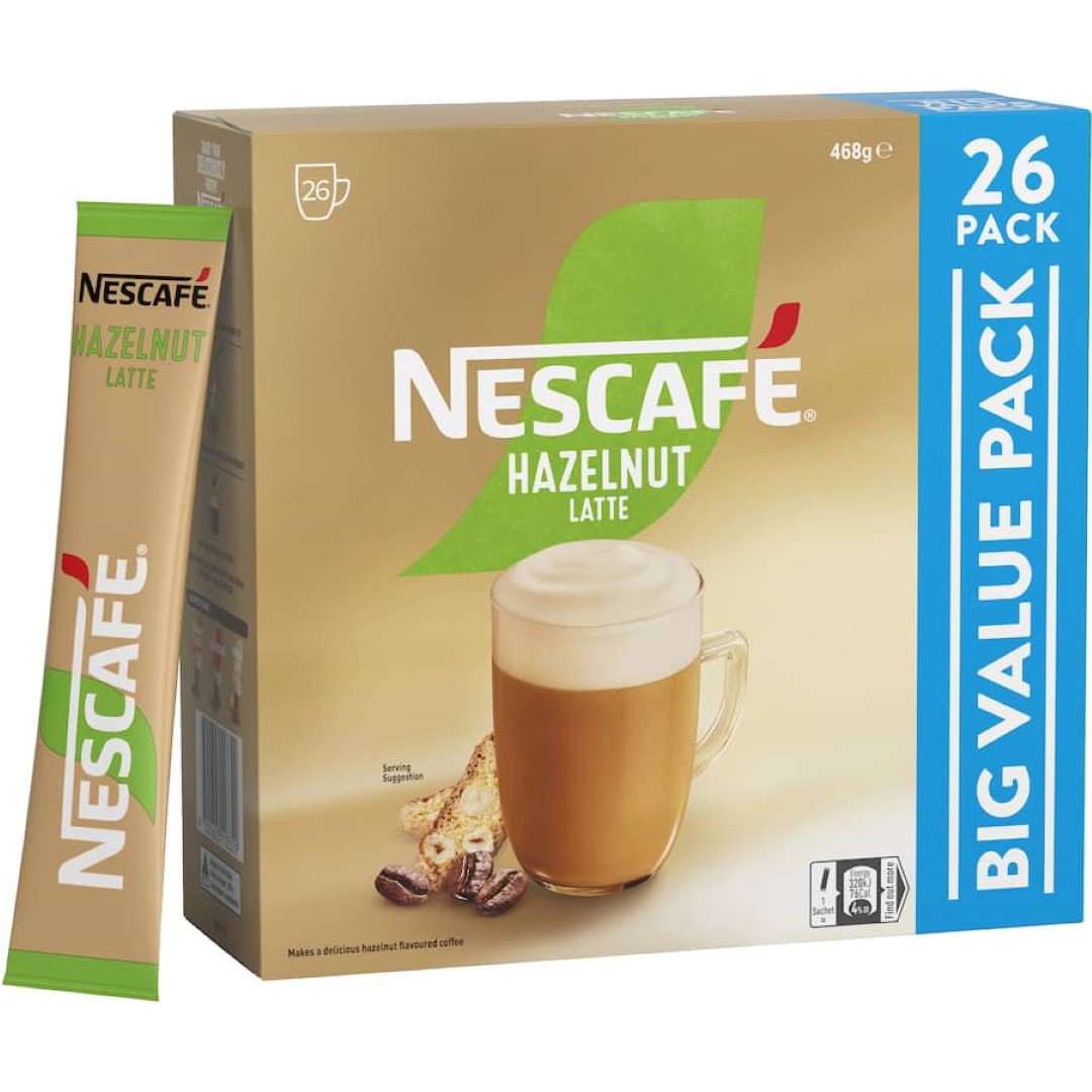 Nescafé Coffee Sachets Hazelnut Latte 26 pack 468g