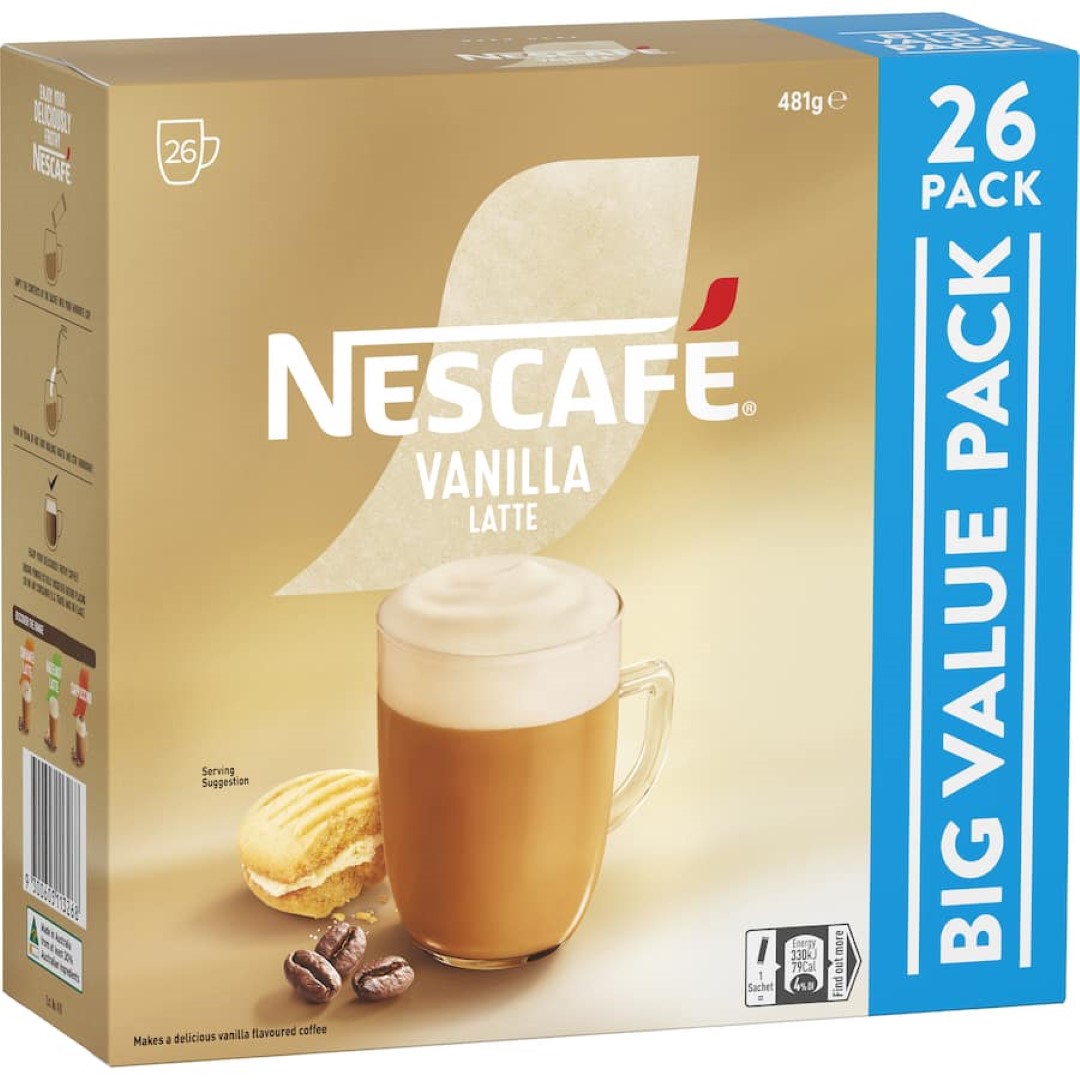 Nescafé Coffee Sachets Vanilla Latte 26 pack 481g