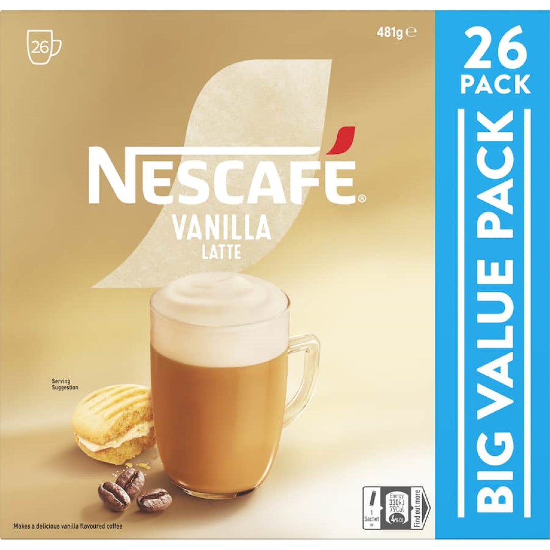 Nescafé Coffee Sachets Vanilla Latte 26 pack 481g