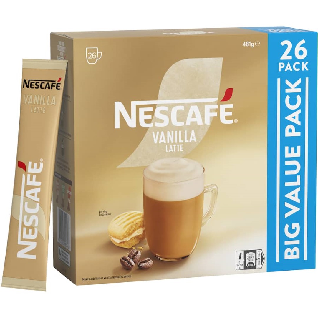 Nescafé Coffee Sachets Vanilla Latte 26 pack 481g