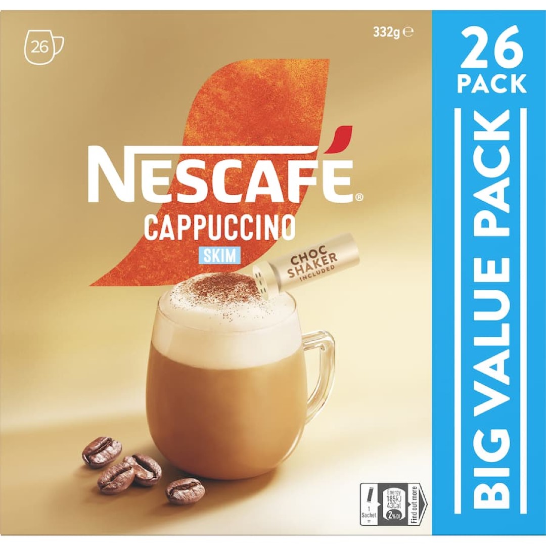 Nescafé Coffee Sachets Cappuccino Skim 26 pack 332g