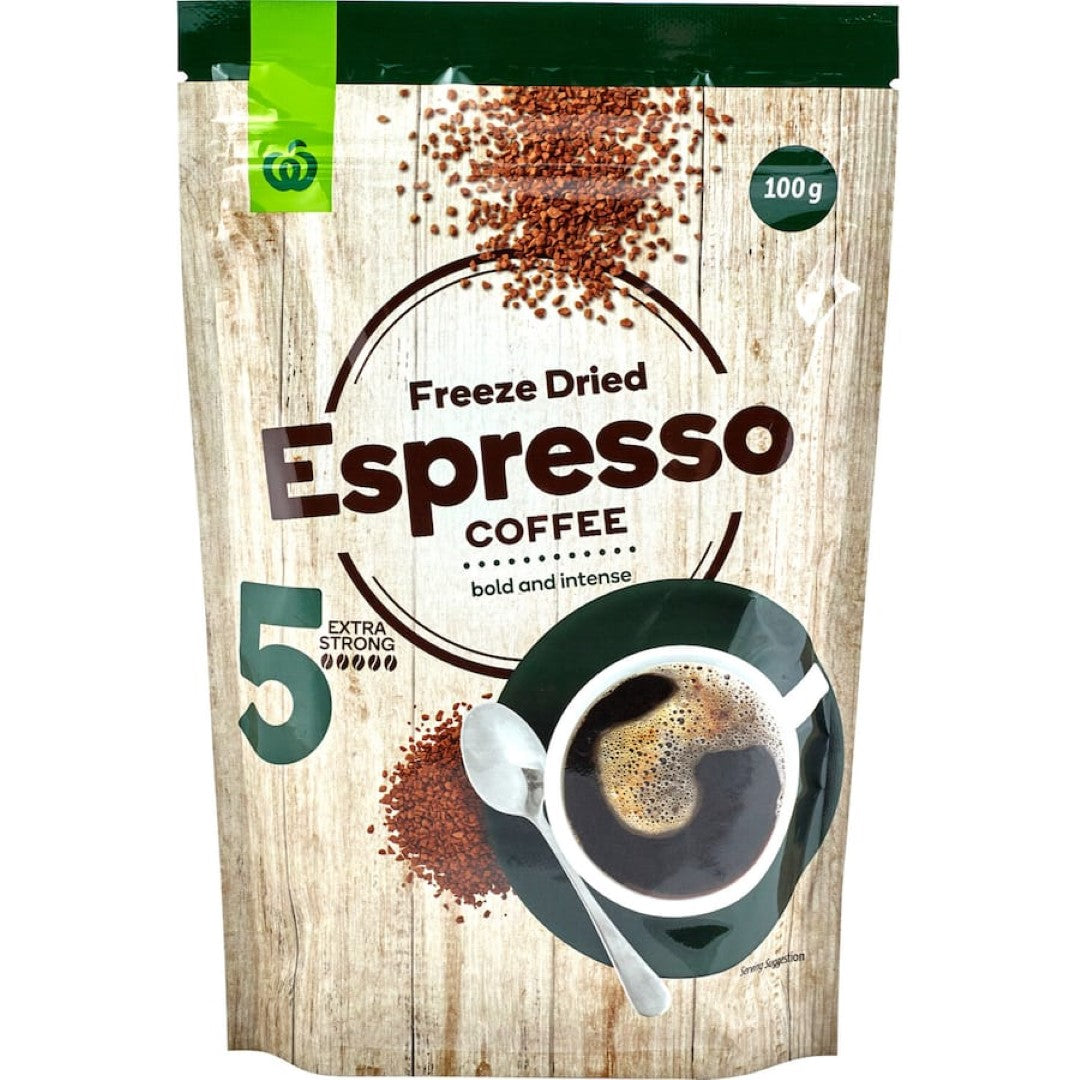 Woolworths Instant Coffee Freeze Dried Rich Espresso Pouch 100g