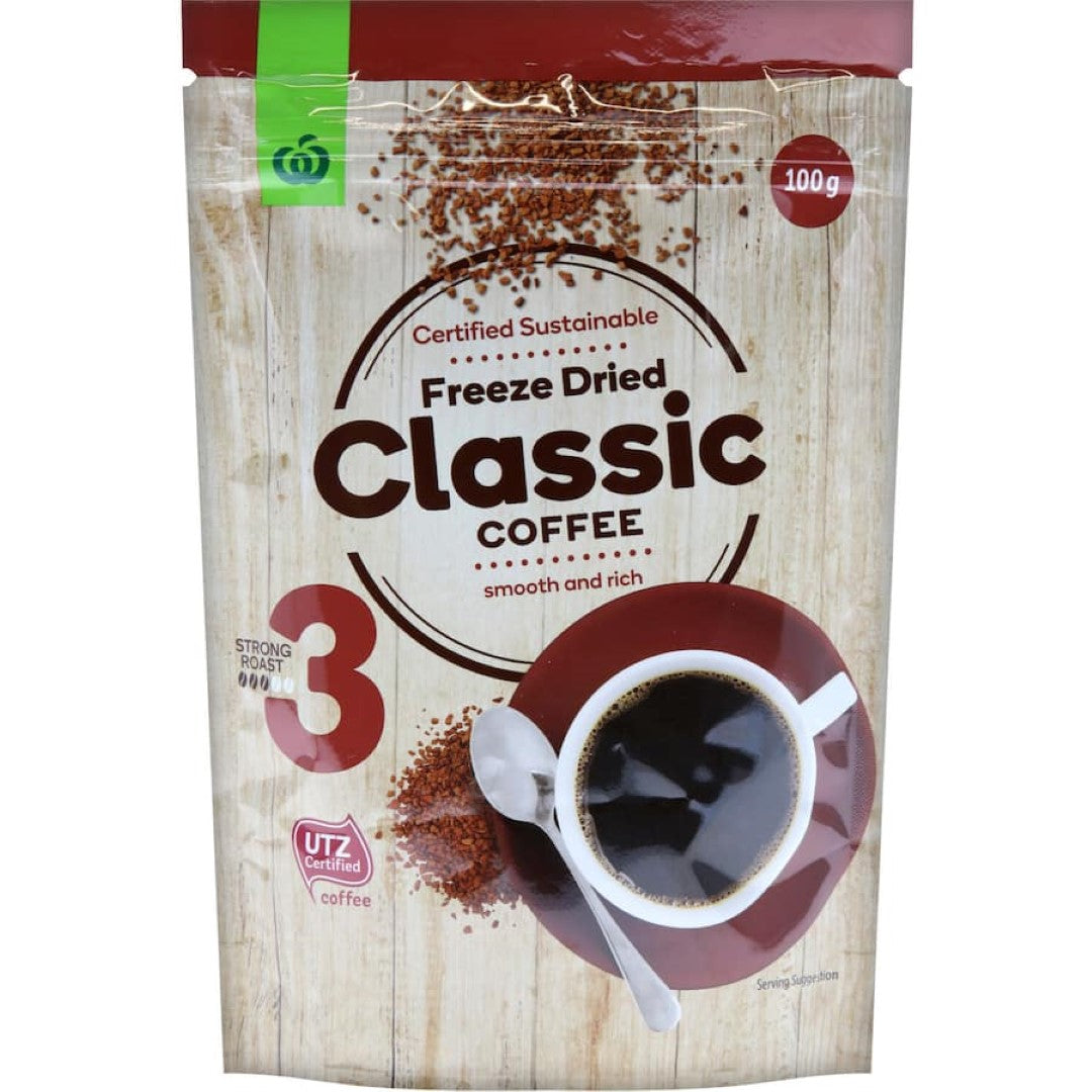 Woolworths Instant Coffee Freeze Dried Classic Pouch 100g