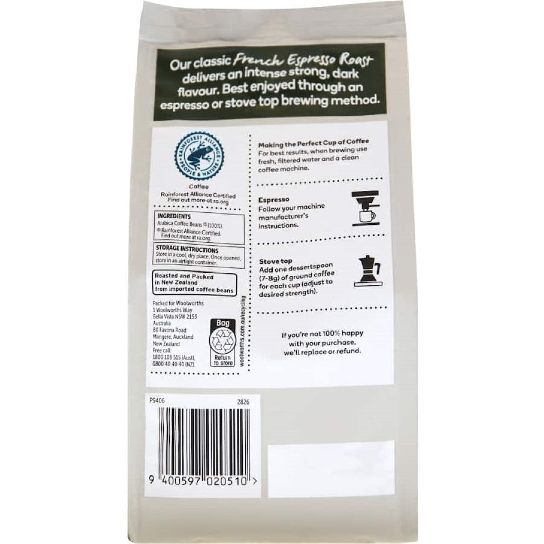 Woolworths Espresso Grind French 200g