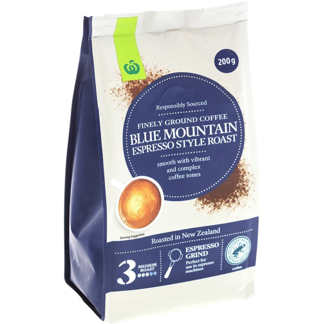 Woolworths Espresso Grind Blue Mountain 200g