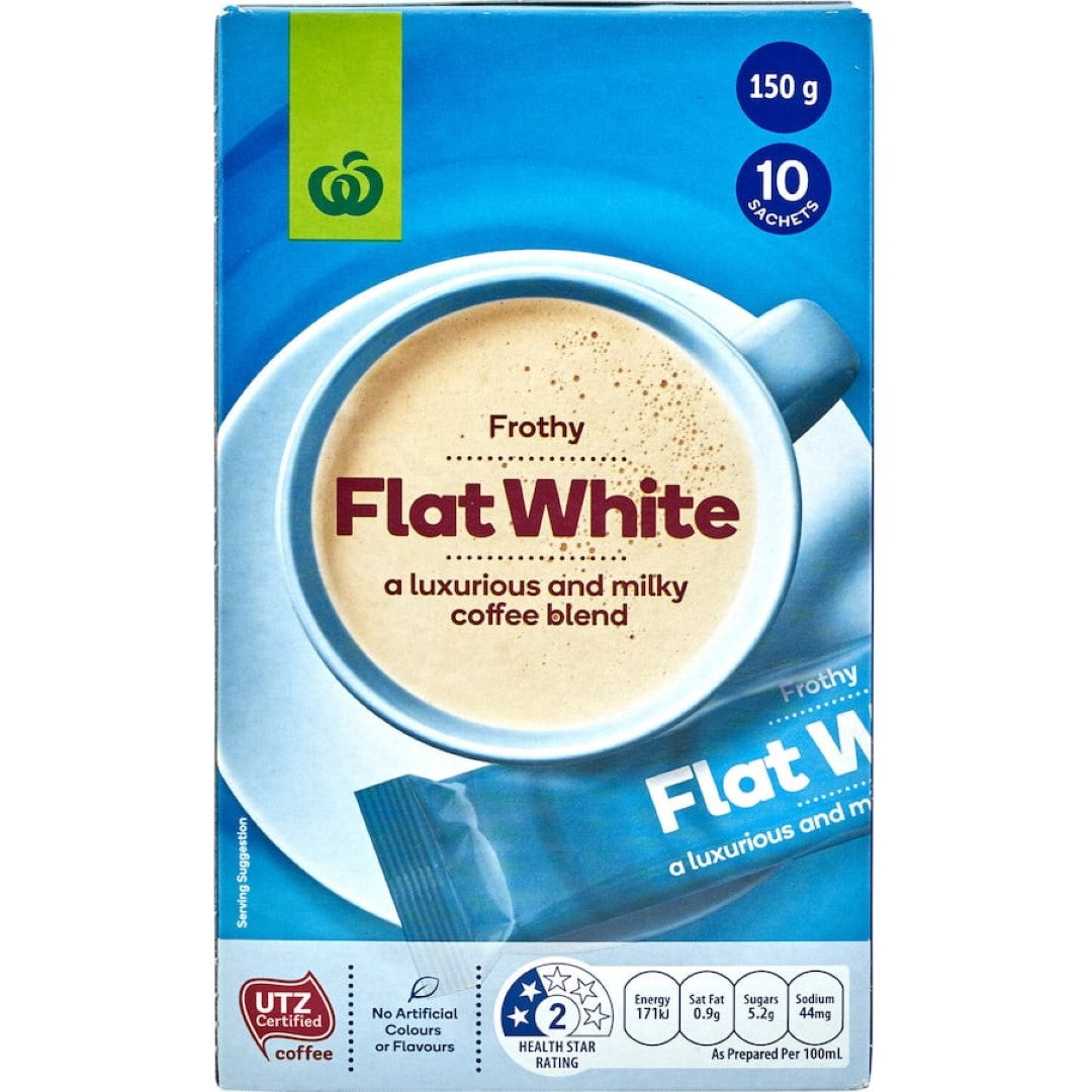 Woolworths Coffee Sachets Flat White 10 pack 150g
