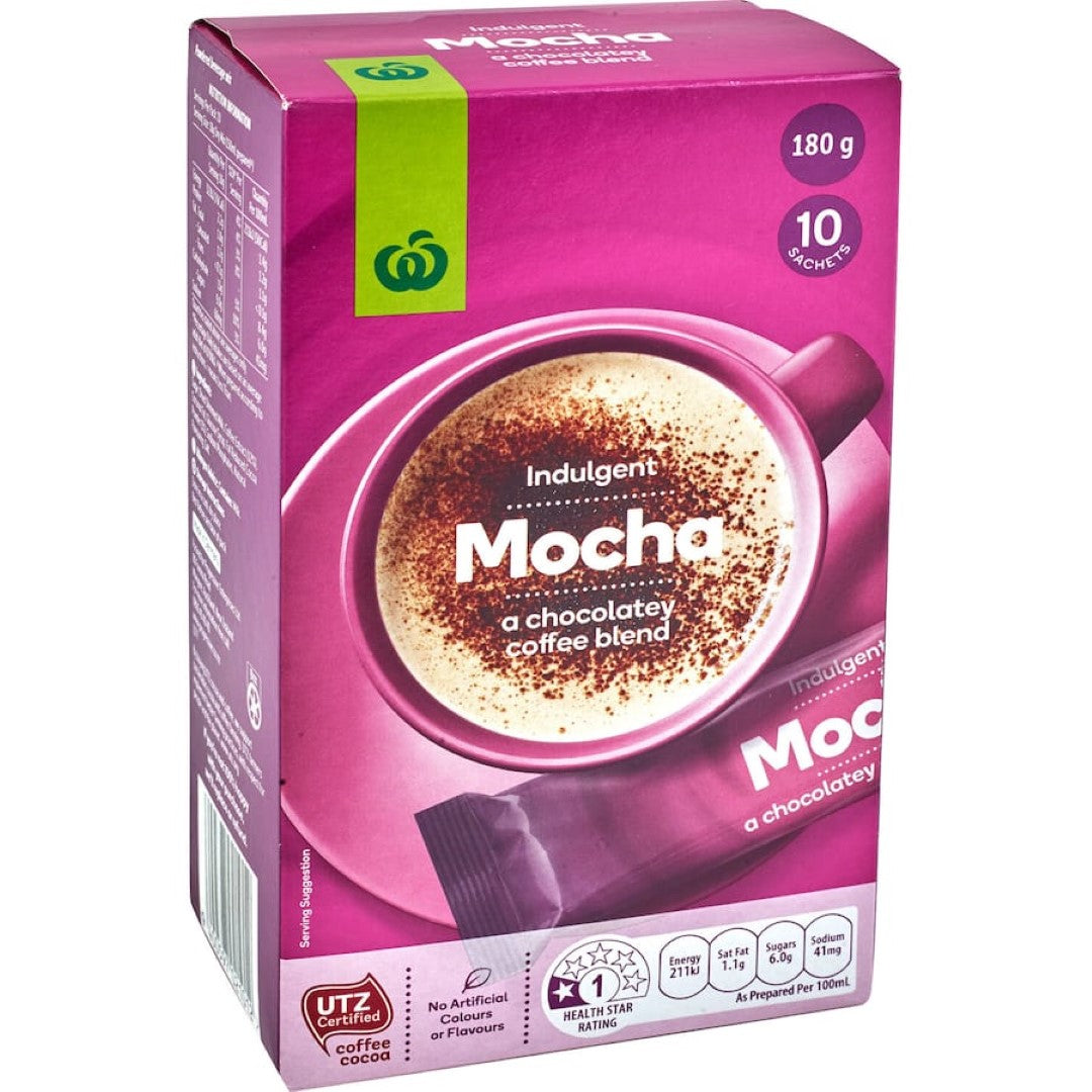 Woolworths Coffee Sachets Mocha 10 pack 180g