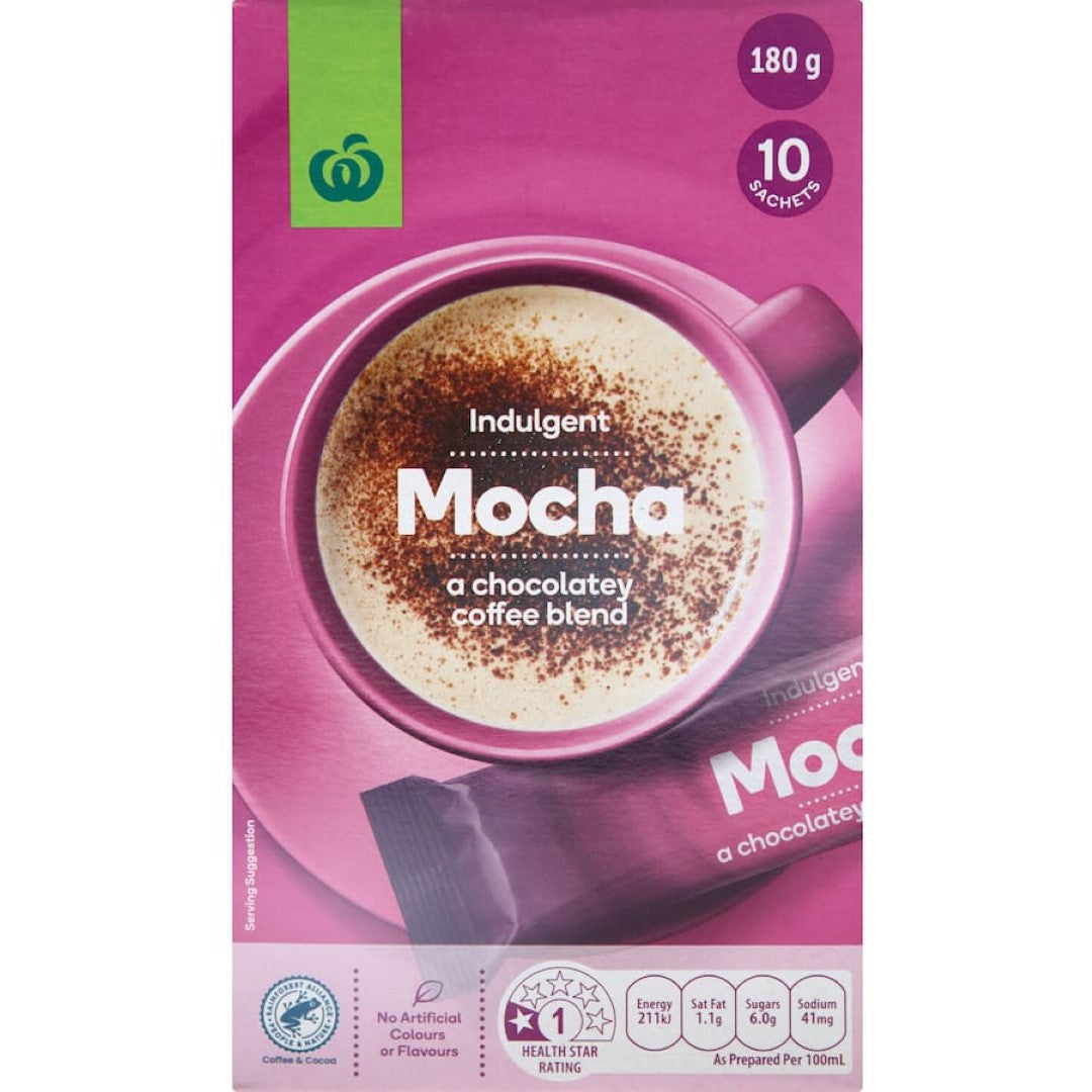 Woolworths Coffee Sachets Mocha 10 pack 180g