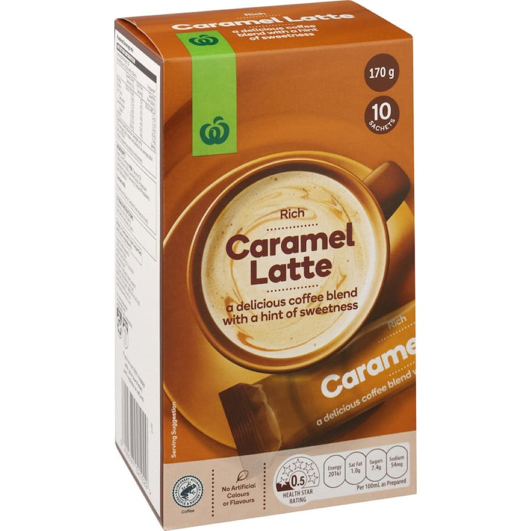 Woolworths Coffee Sachets Caramel Latte 10 pack 170g