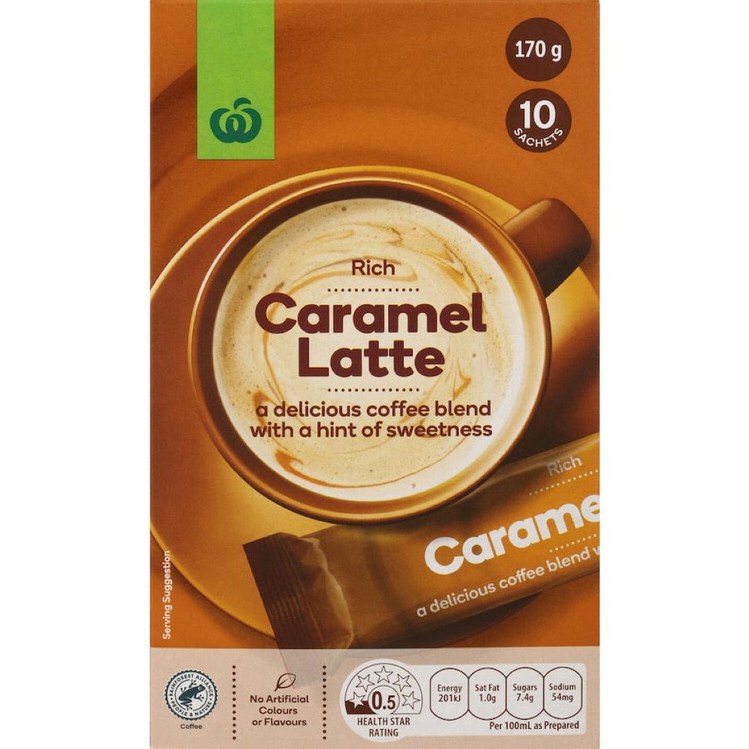 Woolworths Coffee Sachets Caramel Latte 10 pack 170g