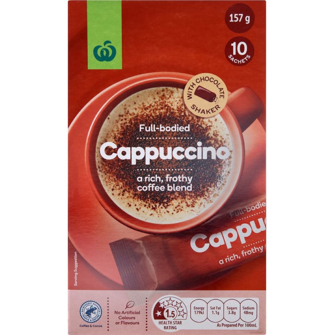 Woolworths Coffee Sachets Cappuccino 10 pack 150g
