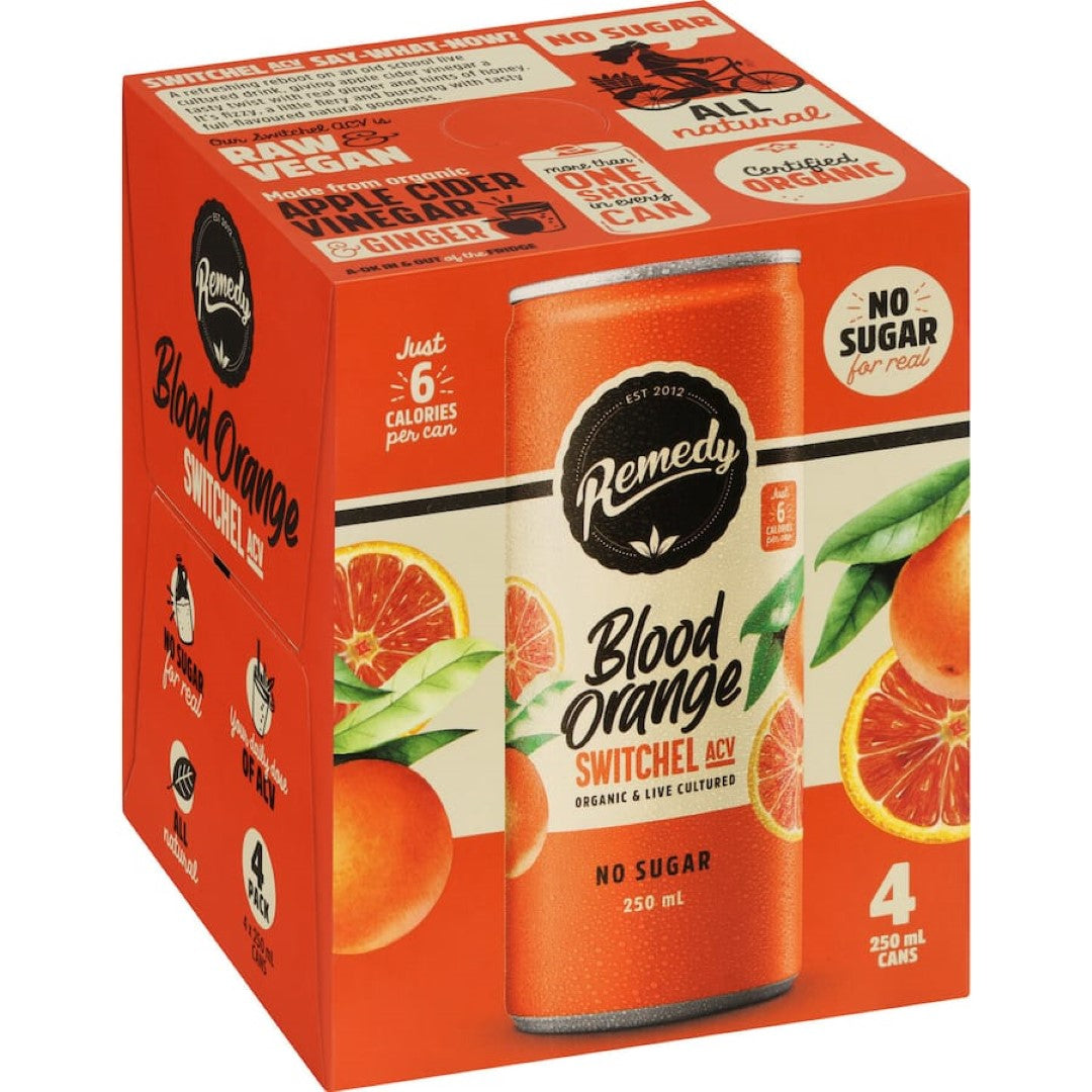 Remedy Organic Switchel Blood Orange 250ml cans 4pack