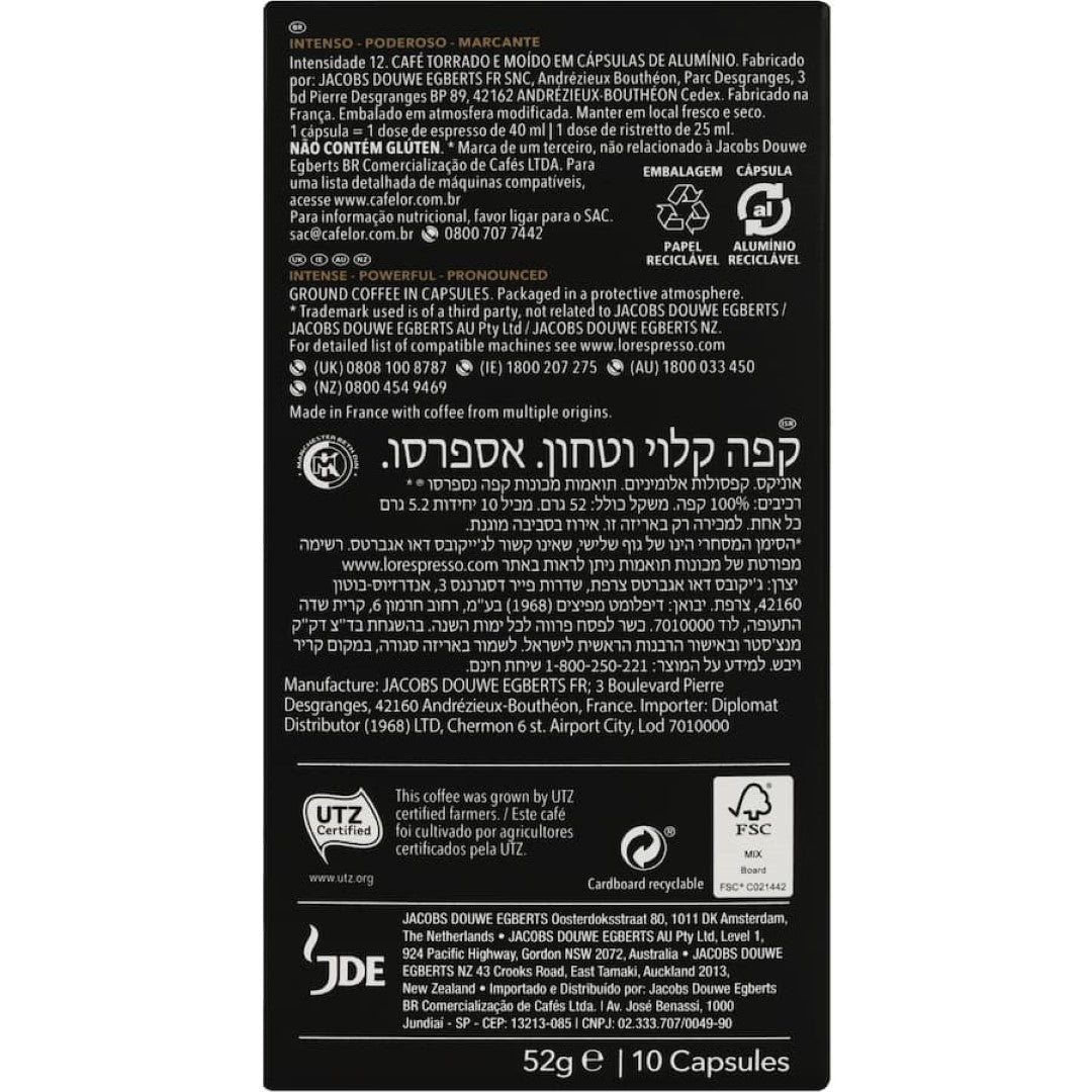 L'or Coffee Capsules Onyx Intensity 12 10pack