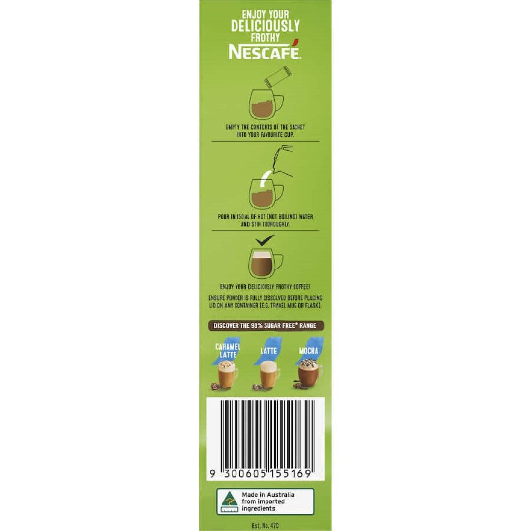 Nescafé Coffee Sachets 98% Sugar Free Hazelnut Latte 10pack 135g