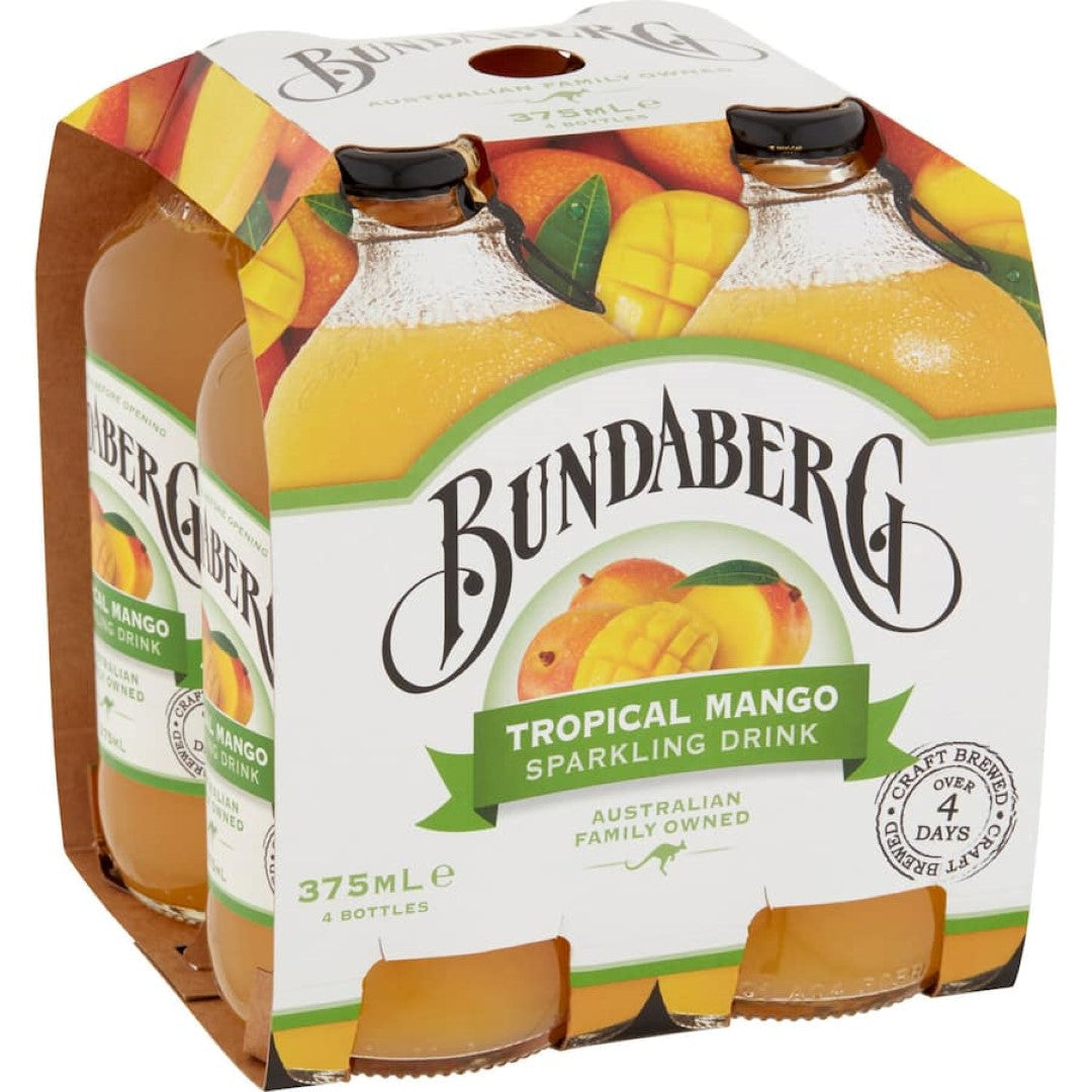 Bundaberg Soft Drink Tropical Mango 375ml bottles 4pack