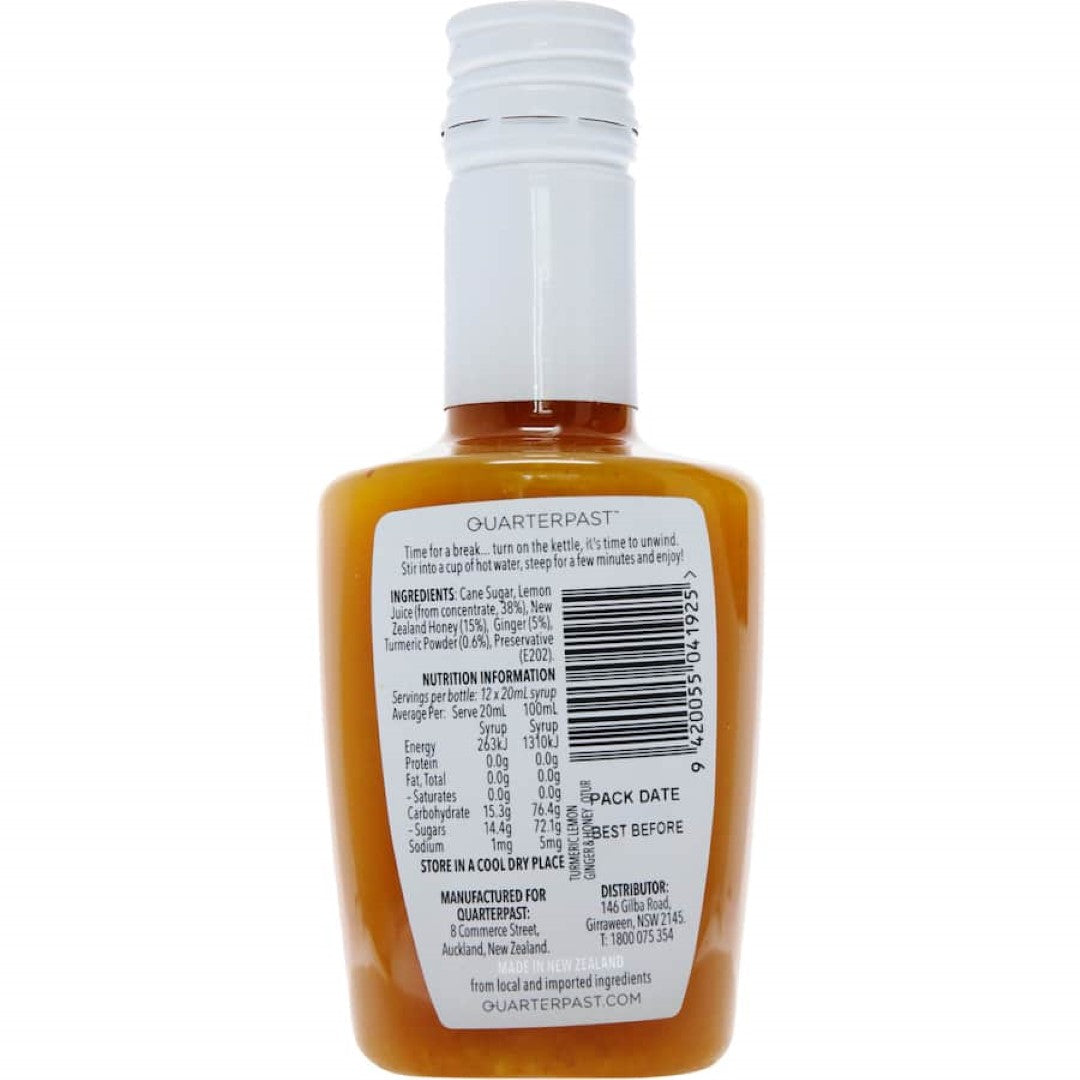 Quarterpast Fruit Syrup Turmeric Lemon 250mL