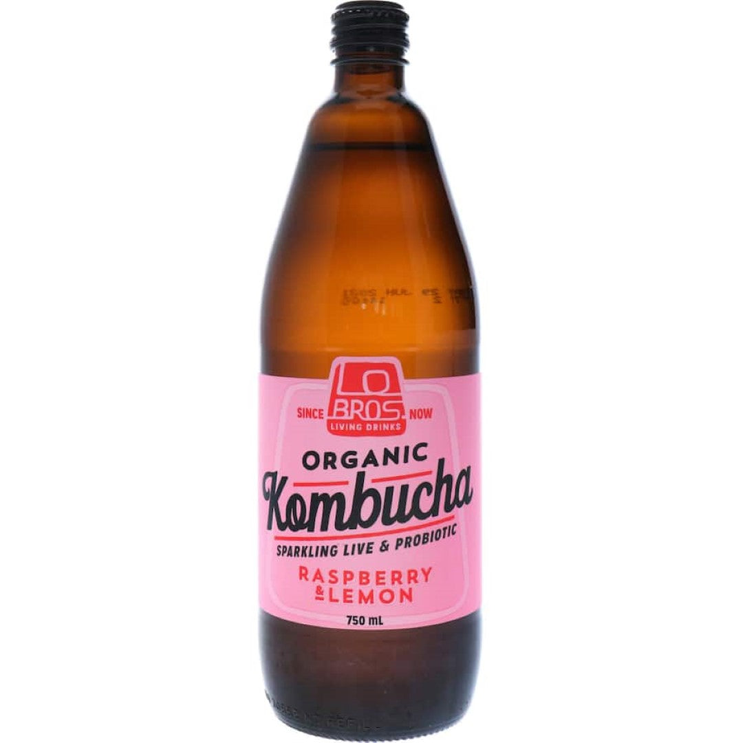Lo Bros Kombucha Raspberry & Lemon Bottle 750mL