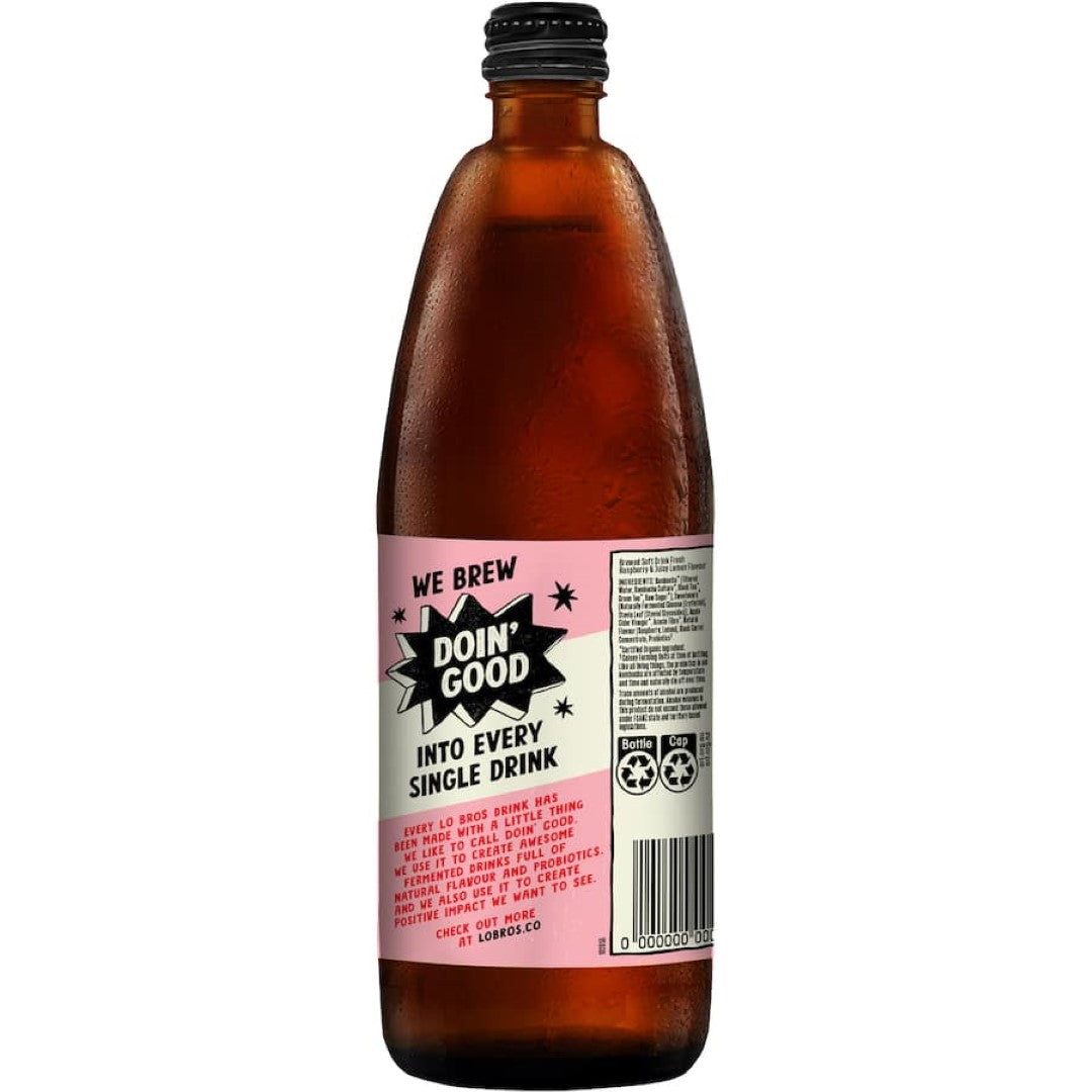 Lo Bros Kombucha Raspberry & Lemon Bottle 750mL