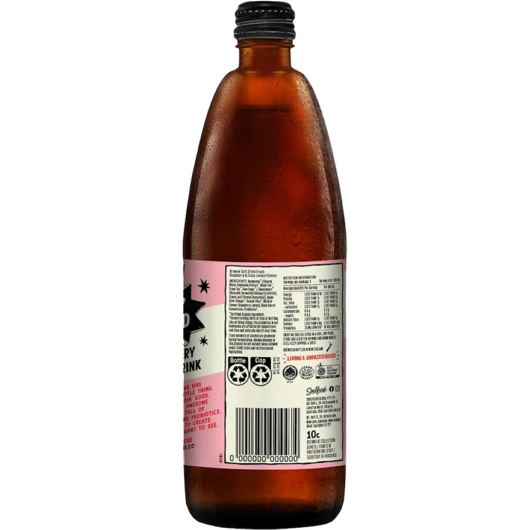 Lo Bros Kombucha Raspberry & Lemon Bottle 750mL