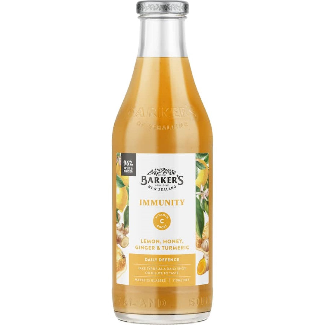 Barkers Immunity Fruit Syrup Lemon, Honey, Ginger, Turmeric 710mL
