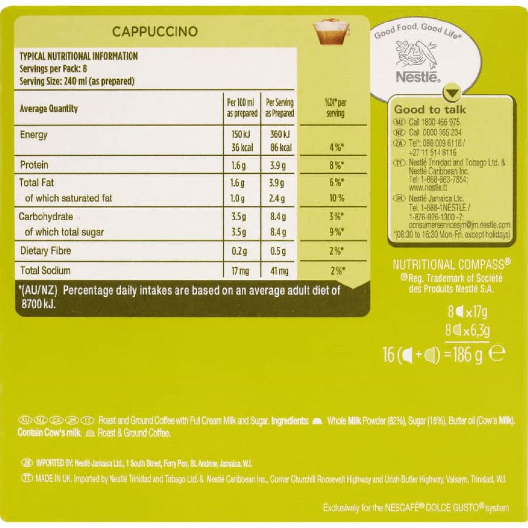 Nescafé Dolce Gusto Coffee Pods Cappuccino 16 pack