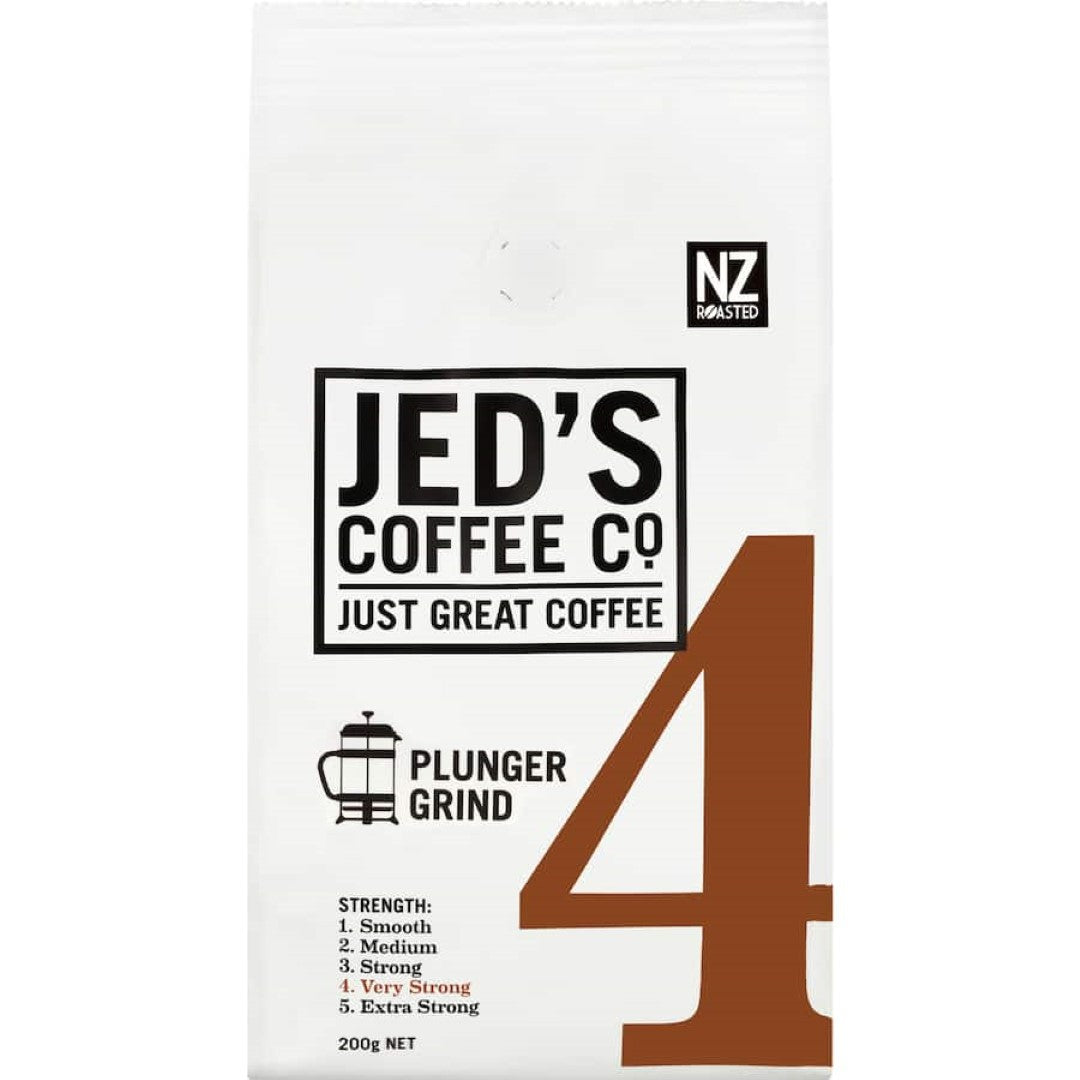 Jed's Plunger Grind Coffee 4 Very Strong 200g
