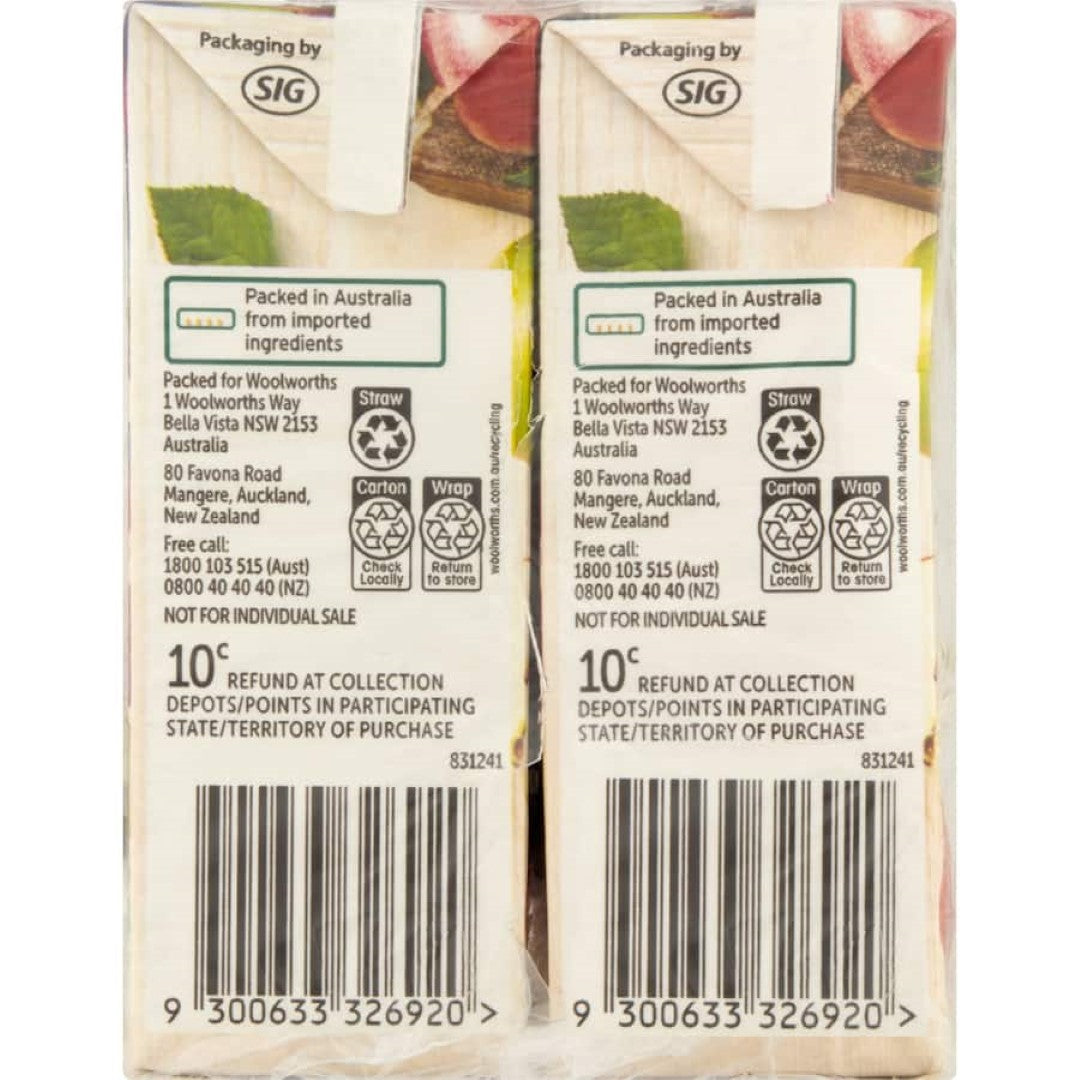 Woolworths Fruit Juice Apple 250ml tetra pks 6pack