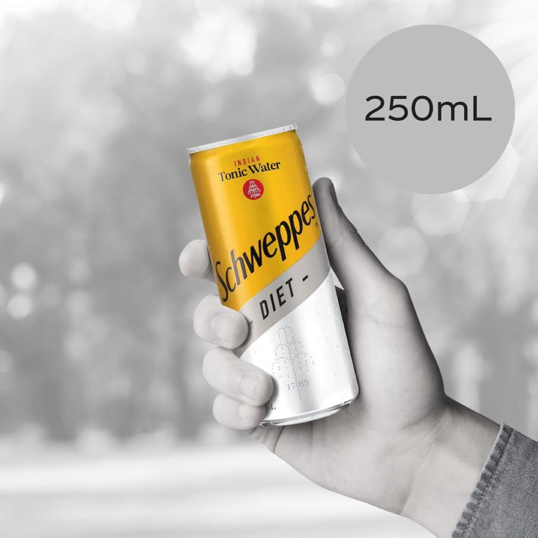 Schweppes Drink Mixers Diet Indian Tonic Water 250ml cans 6pack