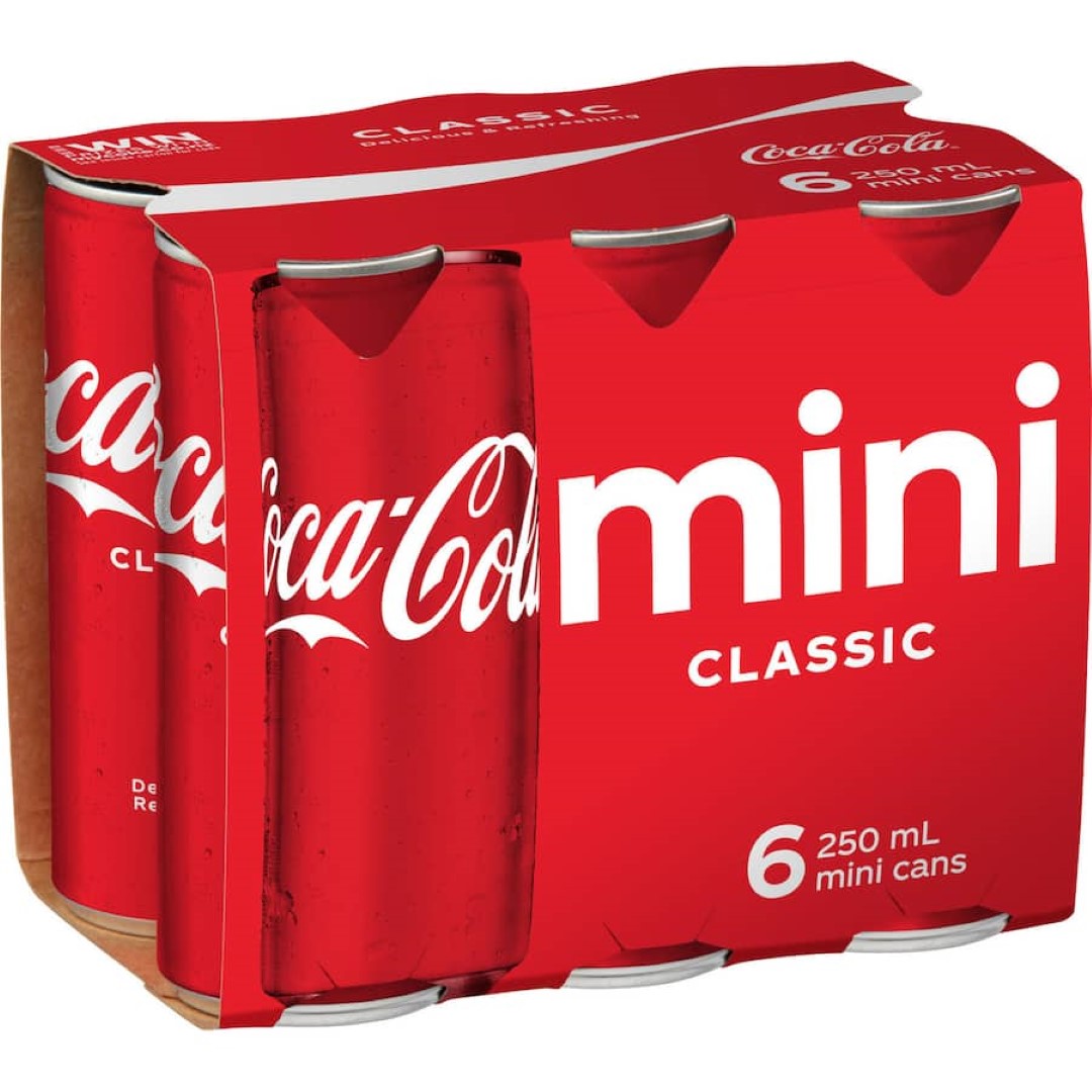 Coca Cola Soft Drink Mini 250ml cans 6pack